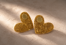 Load image into Gallery viewer, Golden Glitter Happy Hearts
