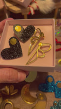 Load and play video in Gallery viewer, Cosmic Black Glitter Happy Hearts &amp; Golden Angel Wings
