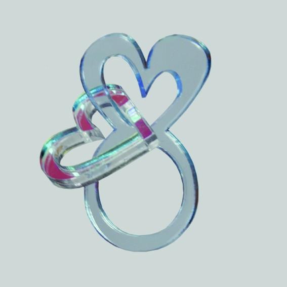 Blue heart ring with dangling heart - Pastel & Neon