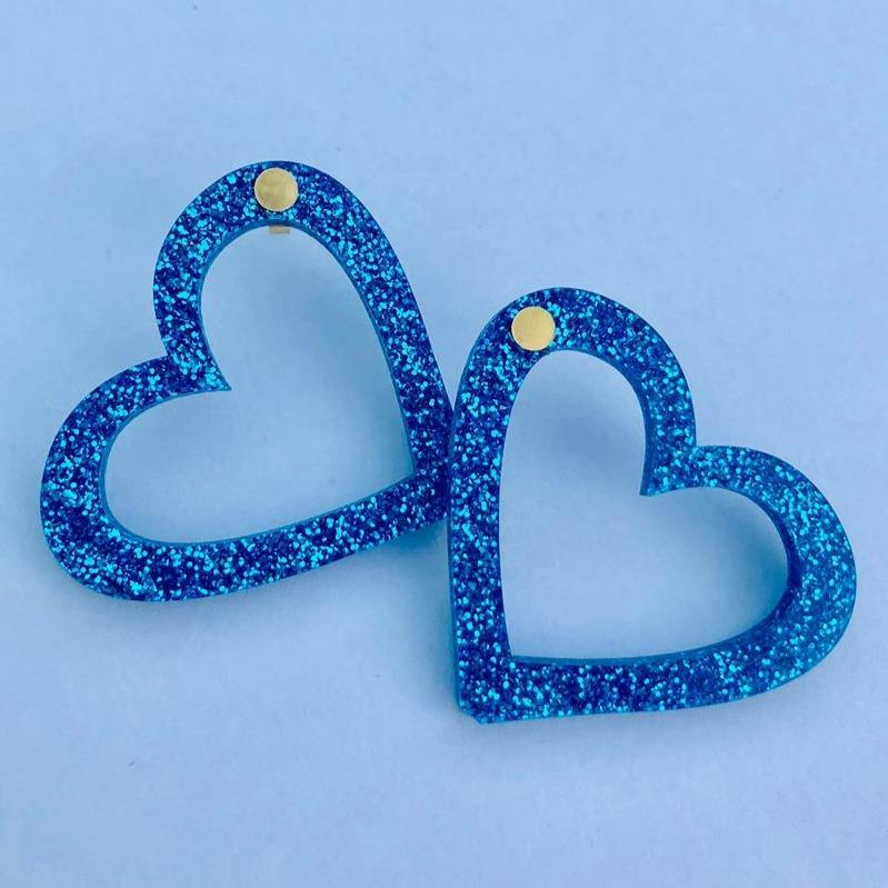 Sparkling Blue Hearts xs - Pastel & Neon