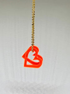 Necklace with neon orange Hearts