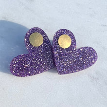 Load image into Gallery viewer, Purple Glitter Happy Hearts
